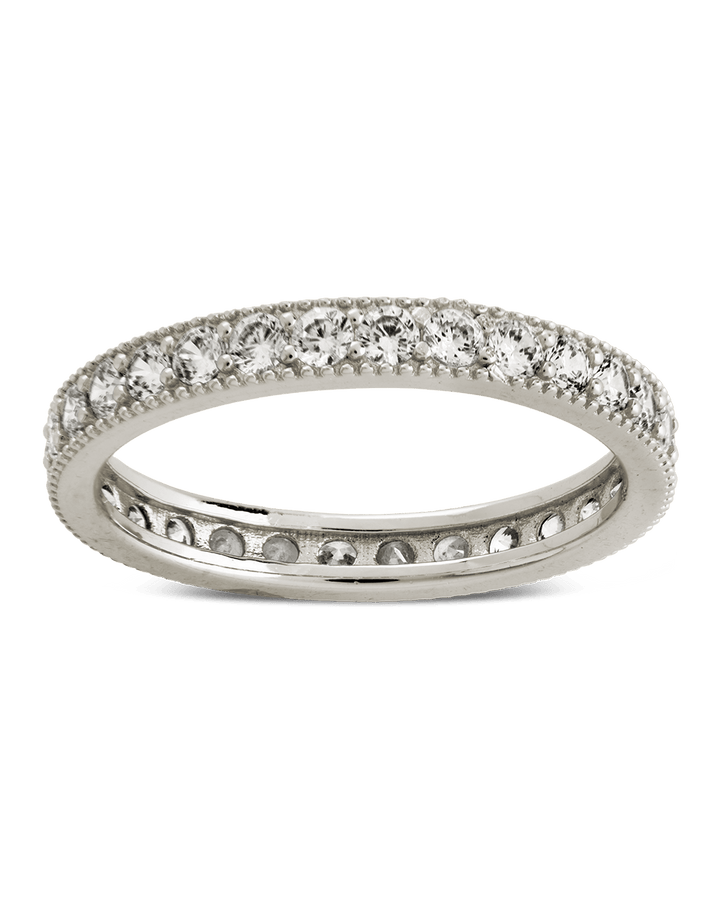 Sterling Silver 3mm Thin CZ Band Ring