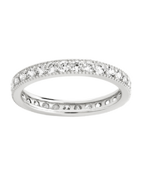 Sterling Silver 3mm Thin CZ Band Ring