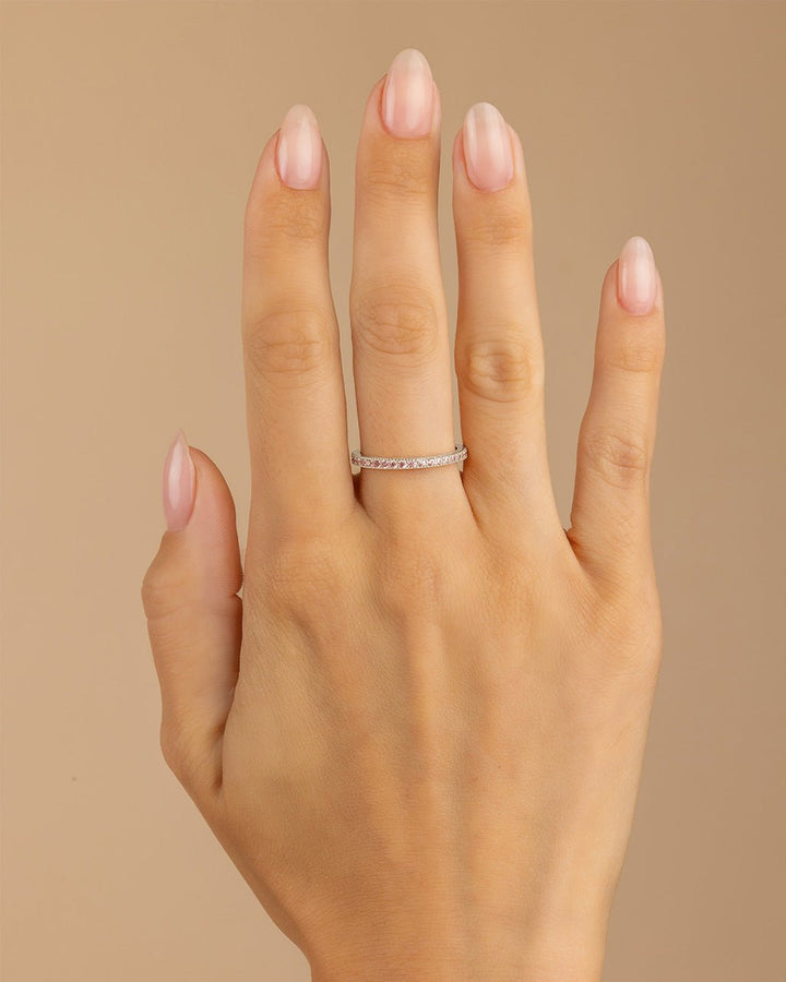 Sterling Silver 2.5mm Thin Amethyst CZ Band Ring