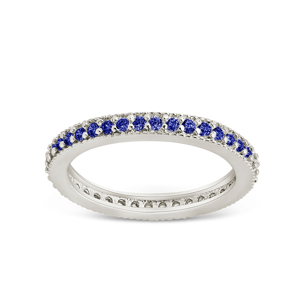 Sterling Silver 2.5mm Thin Sapphire CZ Band Ring