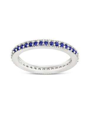 Sterling Silver 2.5mm Thin Sapphire CZ Band Ring