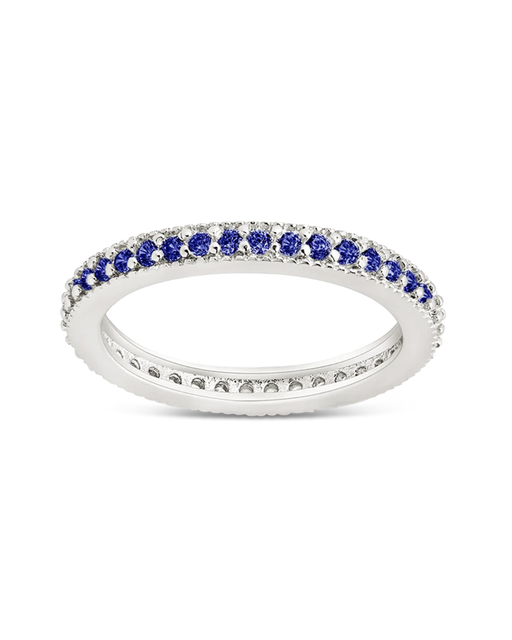 Sterling Silver 2.5mm Thin Sapphire CZ Band Ring