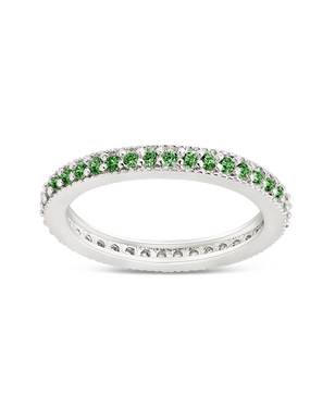 Sterling Silver 2.5mm Thin Emerald CZ Band Ring