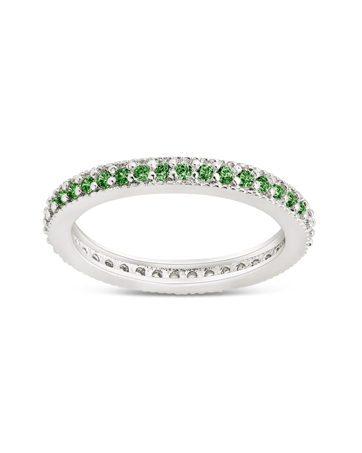 Sterling Silver 2.5mm Thin Emerald CZ Band Ring