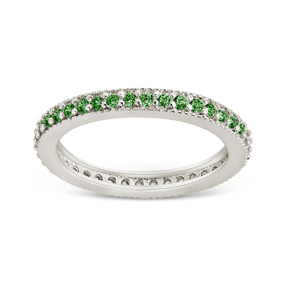 Sterling Silver 2.5mm Thin Emerald CZ Band Ring