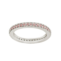 Sterling Silver 2.5mm Thin Pink CZ Band Ring - Sterling Forever