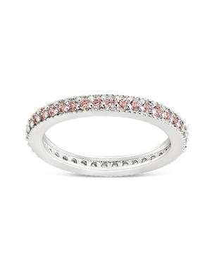 Sterling Silver 2.5mm Thin Pink CZ Band Ring