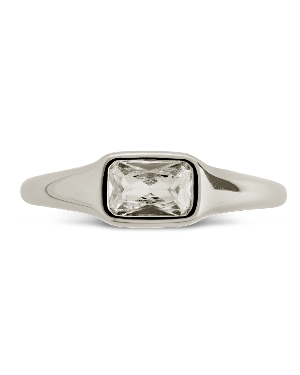 Sterling Silver Marlo Emerald Cut CZ Ring