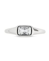 Sterling Silver Marlo Emerald Cut CZ Ring