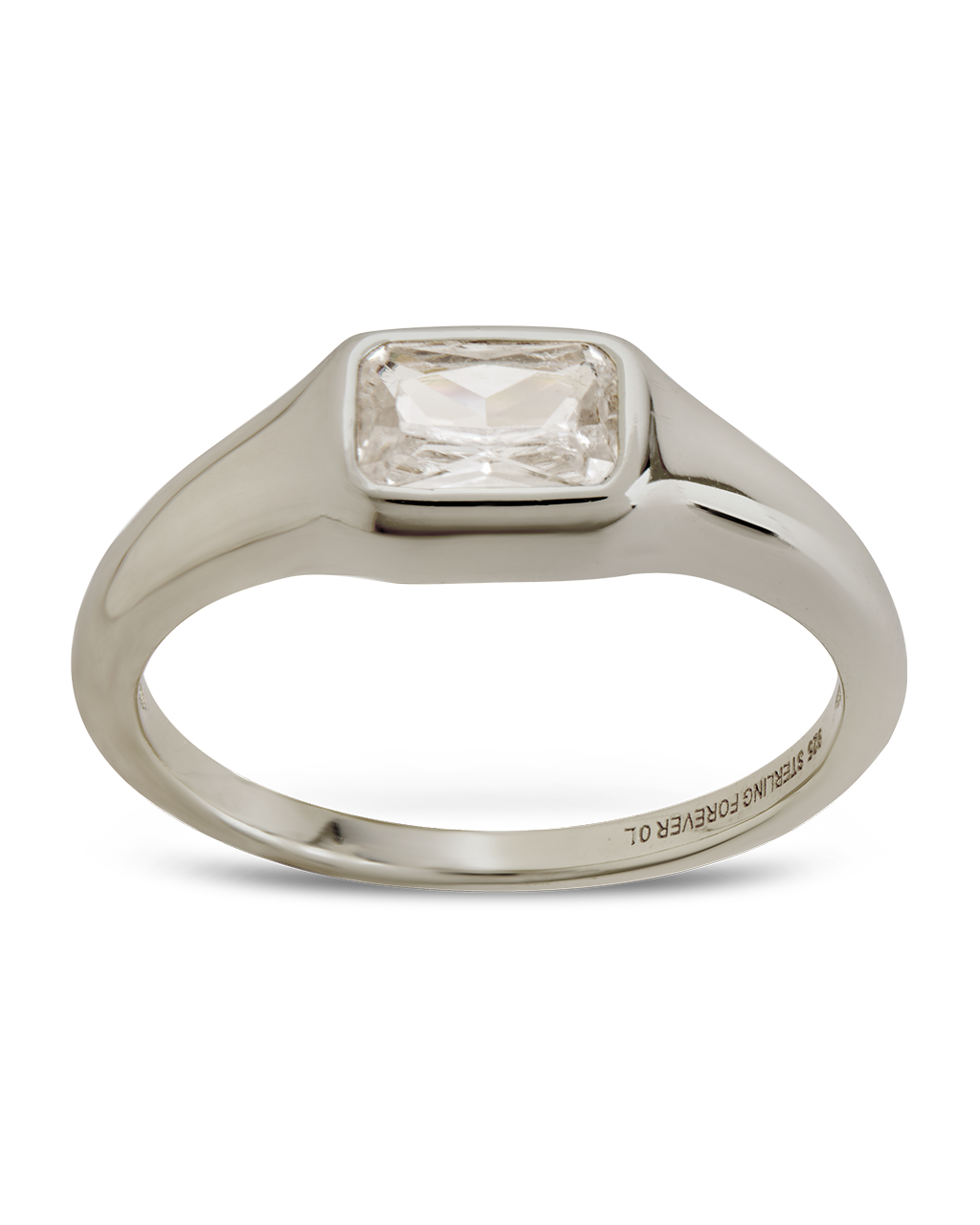 Sterling Silver Marlo Emerald Cut CZ Ring