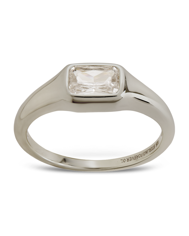 Sterling Silver Marlo Emerald Cut CZ Ring