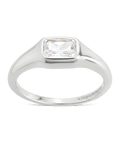 Sterling Silver Marlo Emerald Cut CZ Ring