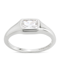 Sterling Silver Marlo Emerald Cut CZ Ring