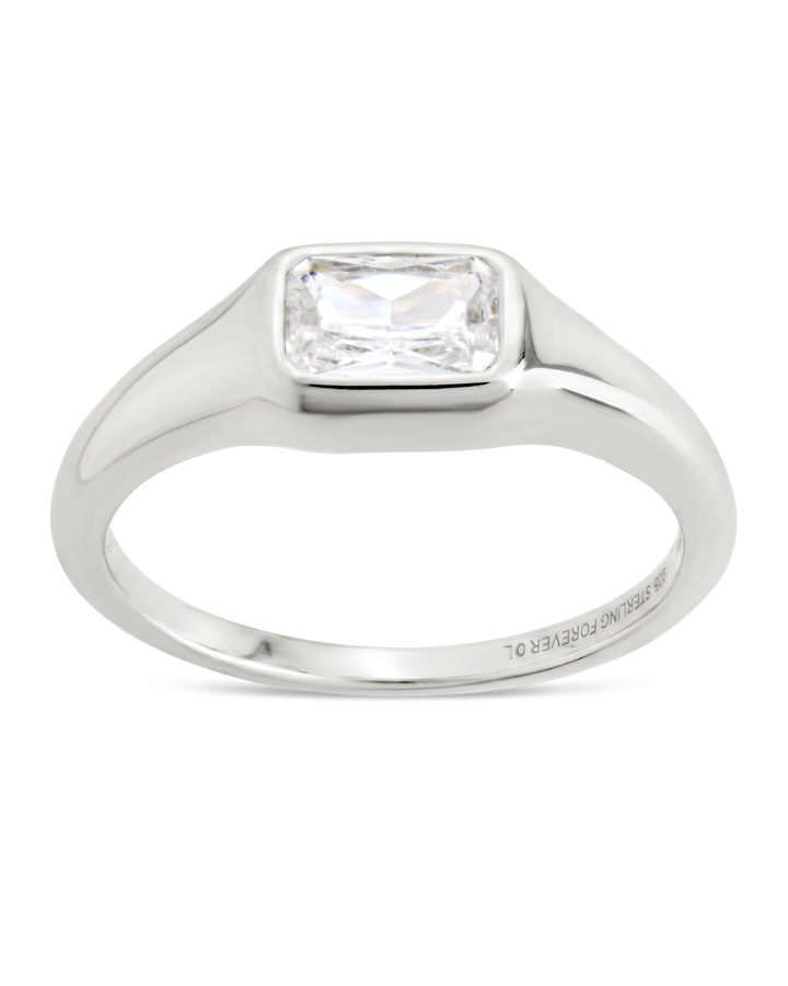 Sterling Silver Marlo Emerald Cut CZ Ring
