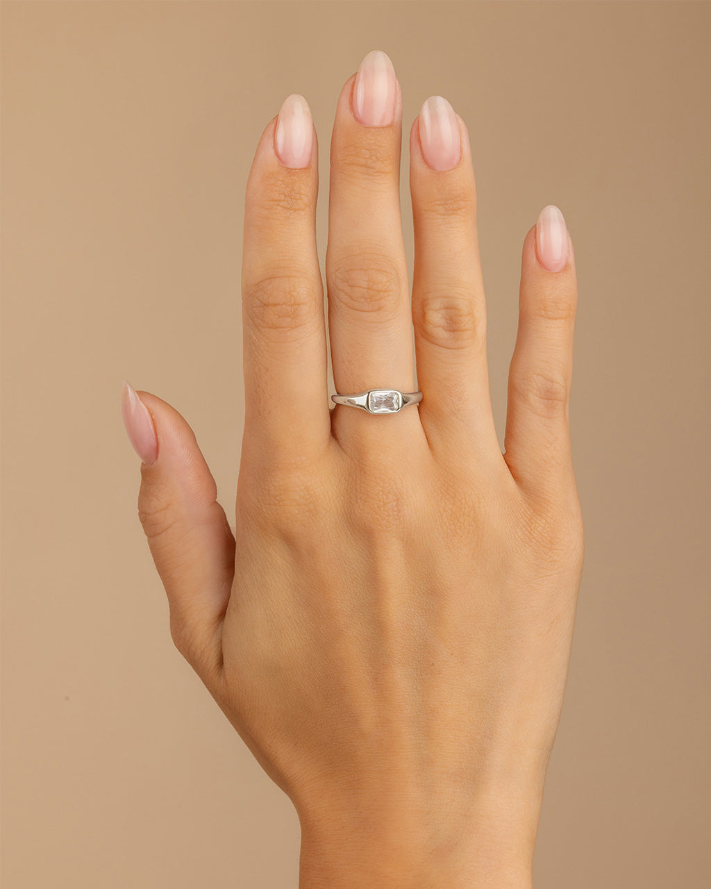 Sterling Silver Marlo Emerald Cut CZ Ring