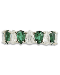 Sterling Silver Pear Cut Emerald CZ Celebration Band Ring - Sterling Forever