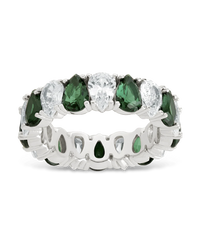Sterling Silver Pear Cut Emerald CZ Celebration Band Ring