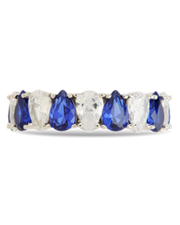 Sterling Silver Pear Cut Sapphire CZ Celebration Band Ring