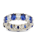 Sterling Silver Pear Cut Sapphire CZ Celebration Band Ring