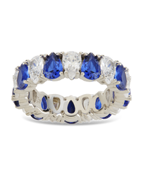 Sterling Silver Pear Cut Sapphire CZ Celebration Band Ring