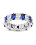 Sterling Silver Pear Cut Sapphire CZ Celebration Band Ring