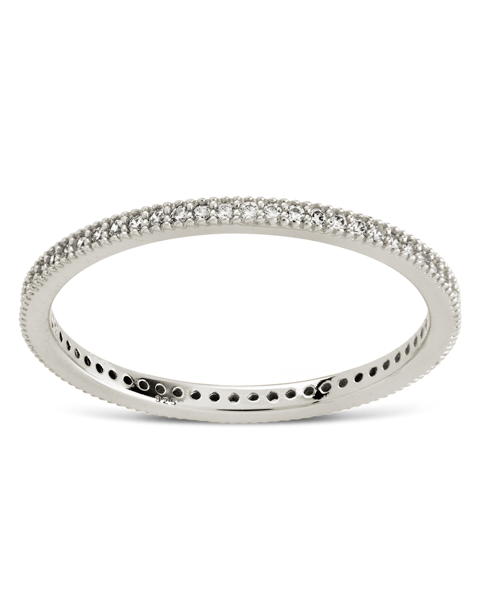 Sterling Silver 1.5mm Thin CZ Band Ring