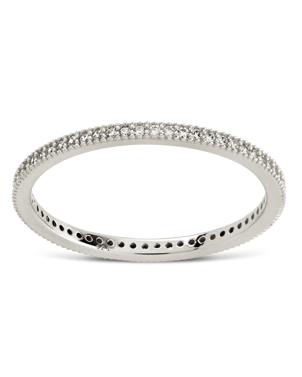 Sterling Silver 1.5mm Thin CZ Band Ring