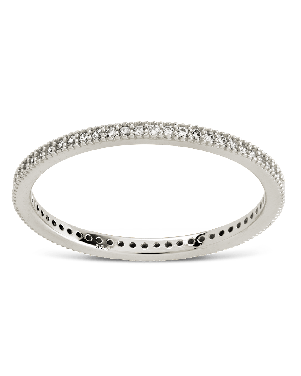 Sterling Silver 1.5mm Thin CZ Band Ring - Sterling Forever