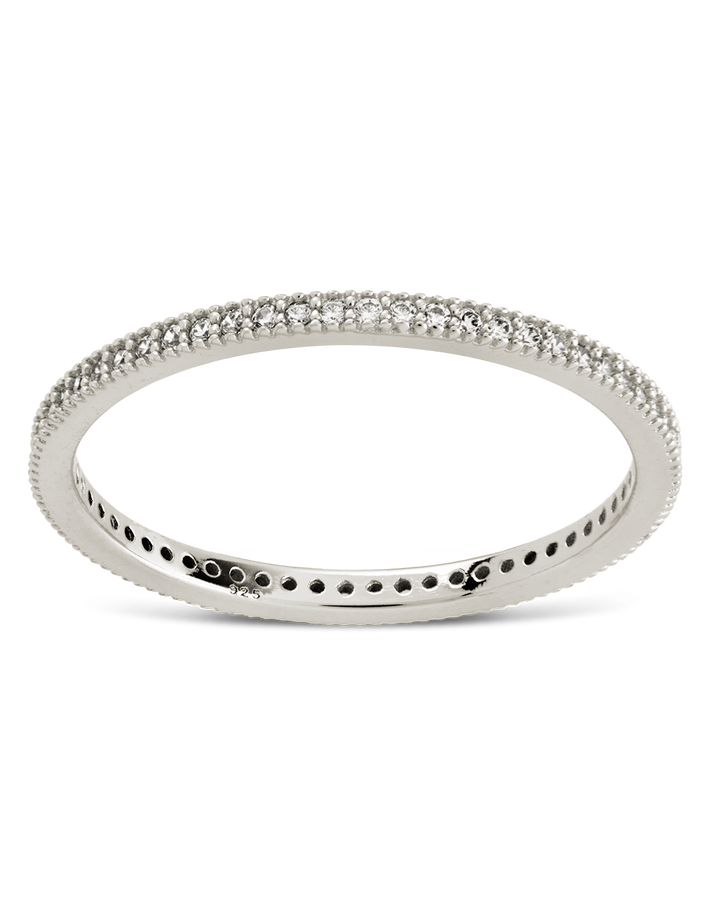 Sterling Silver 1.5mm Thin CZ Band Ring