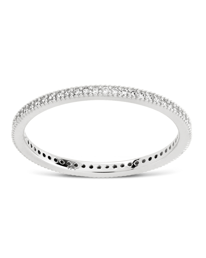 Sterling Silver 1.5mm Thin CZ Band Ring