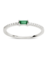 Sterling Silver Thin Emerald CZ Stacking Birthstone Ring