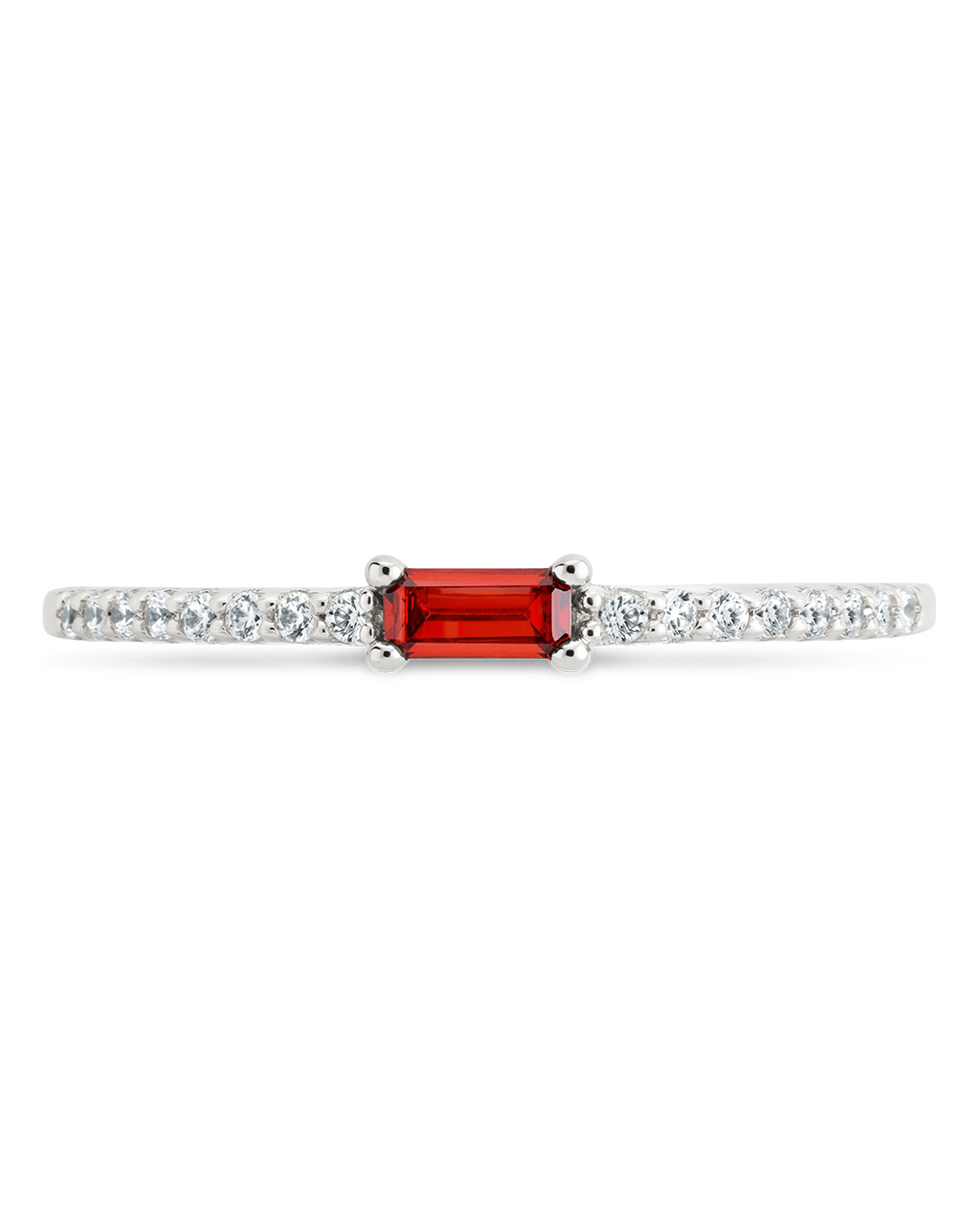 Sterling Silver Thin Garnet CZ Stacking Birthstone Ring - Sterling Forever