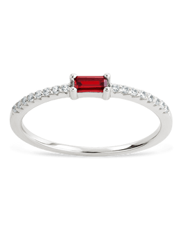 Sterling Silver Thin Garnet CZ Stacking Birthstone Ring