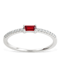 Sterling Silver Thin Garnet CZ Stacking Birthstone Ring - Sterling Forever