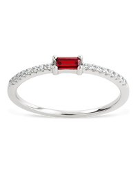 Sterling Silver Thin Garnet CZ Stacking Birthstone Ring - Sterling Forever