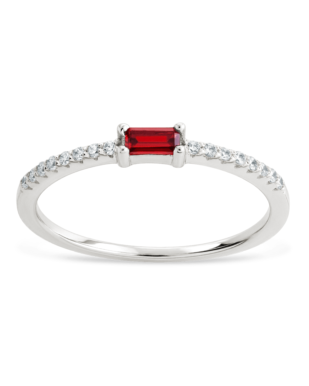 Sterling Silver Thin Garnet CZ Stacking Birthstone Ring - Sterling Forever