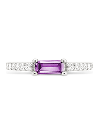 Sterling Silver Thin Amethyst CZ Stacking Birthstone Ring