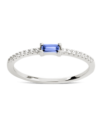 Sterling Silver Thin Aquamarine CZ Stacking Birthstone Ring