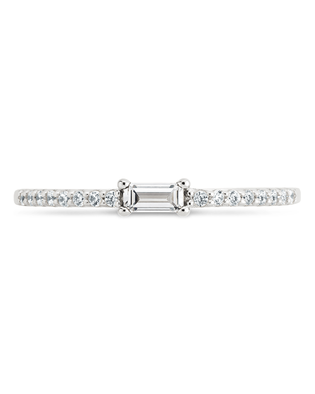 Sterling Silver Thin Clear CZ Stacking Birthstone Ring - Sterling Forever