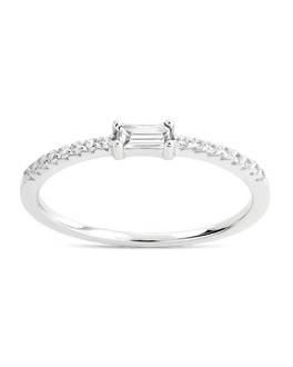 Sterling Silver Thin Clear CZ Stacking Birthstone Ring