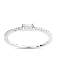 Sterling Silver Thin Clear CZ Stacking Birthstone Ring