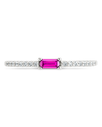 Sterling Silver Thin Ruby CZ Stacking Birthstone Ring - Sterling Forever