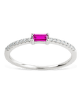 Sterling Silver Thin Ruby CZ Stacking Birthstone Ring - Sterling Forever