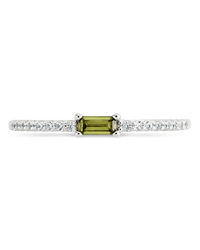 Sterling Silver Thin Peridot CZ Stacking Birthstone Ring - Sterling Forever