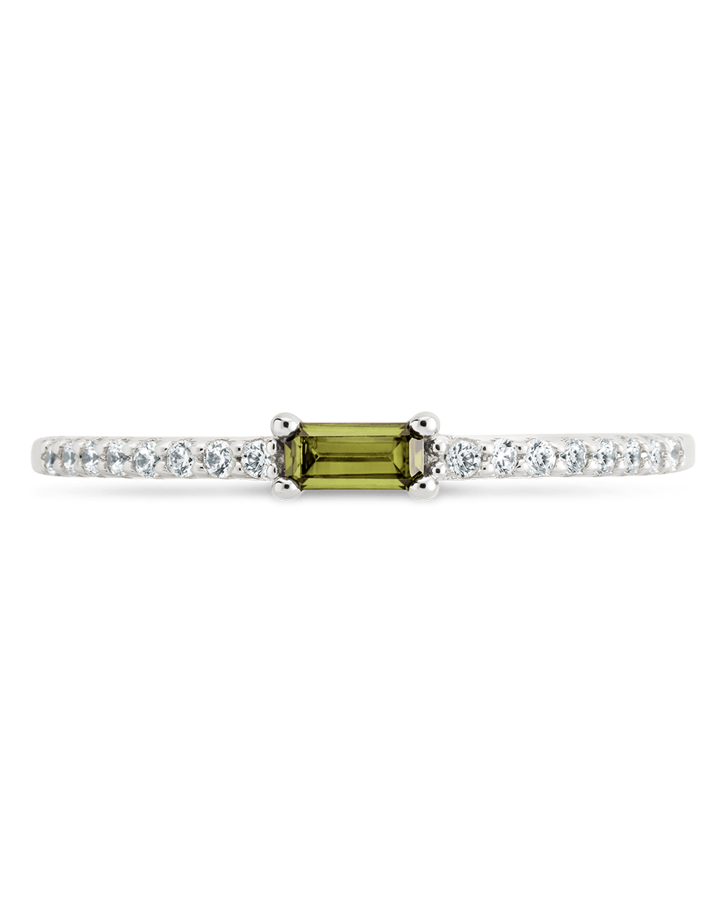 Sterling Silver Thin Peridot CZ Stacking Birthstone Ring - Sterling Forever