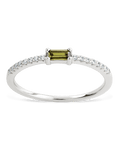 Sterling Silver Thin Peridot CZ Stacking Birthstone Ring - Sterling Forever