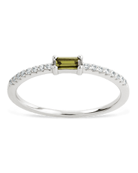 Sterling Silver Thin Peridot CZ Stacking Birthstone Ring - Sterling Forever