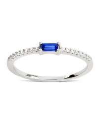 Sterling Silver Thin Sapphire CZ Stacking Birthstone Ring
