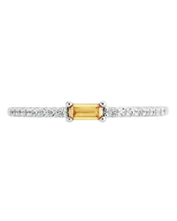 Sterling Silver Thin Citrine CZ Stacking Birthstone Ring - Sterling Forever