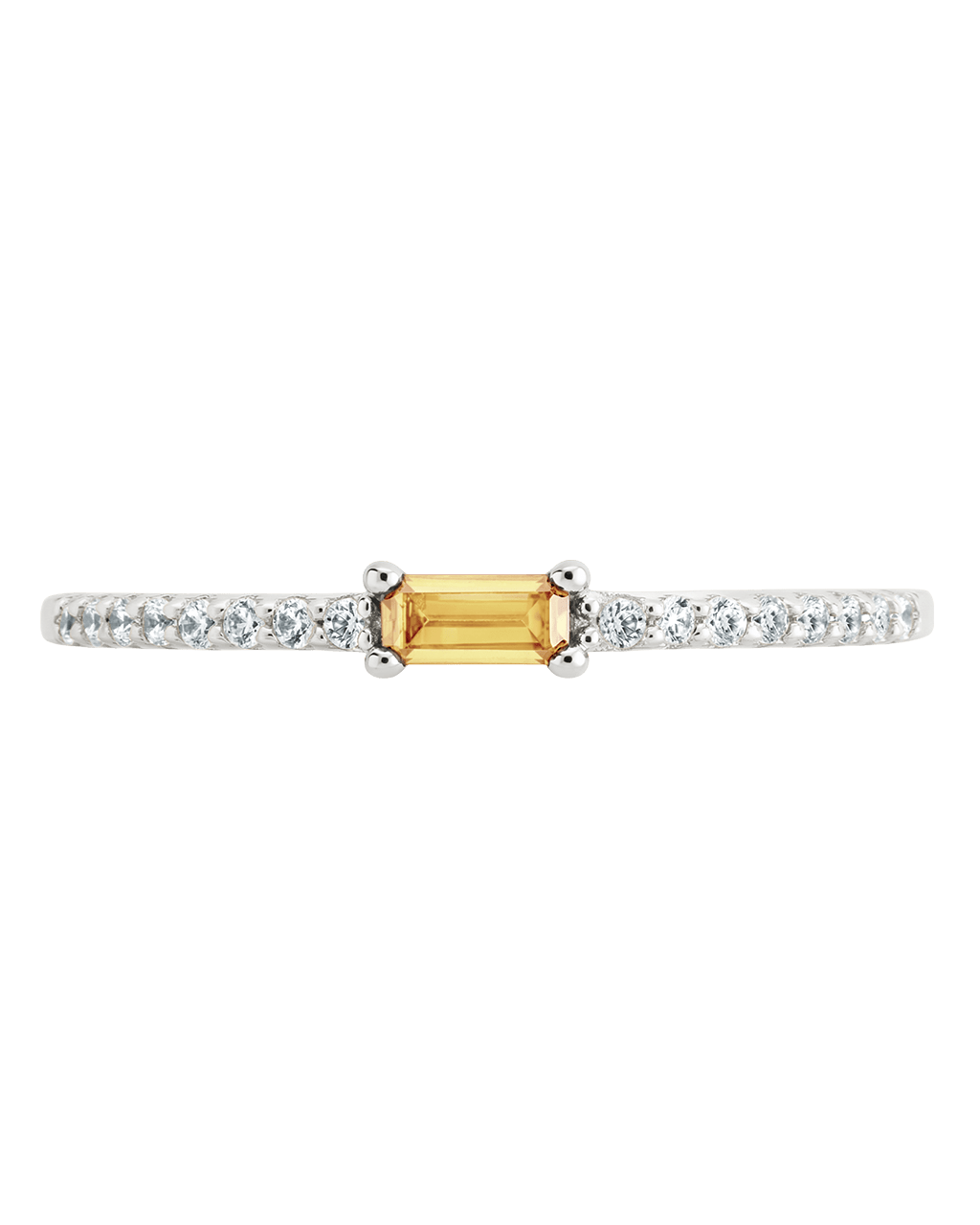 Sterling Silver Thin Citrine CZ Stacking Birthstone Ring - Sterling Forever